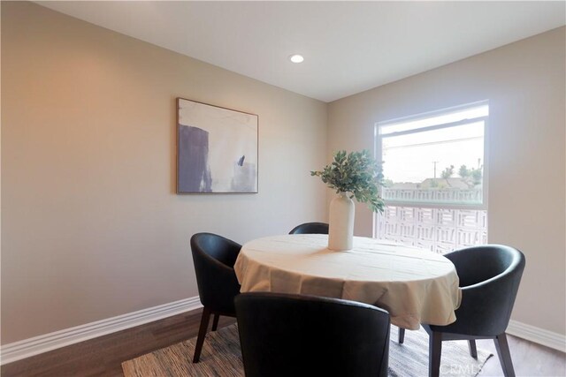 1023 W 186th St, Gardena, CA 90248 - dining space featuring baseboards, wood finished floors, and recessed lighting