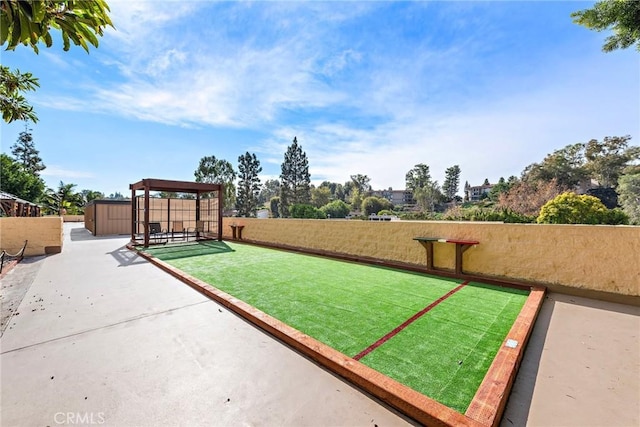 24055 Paseo Del Lago Unit 1206, Laguna Woods, CA 92637 - view of yard featuring a bocce ball area, a gazebo, and a patio