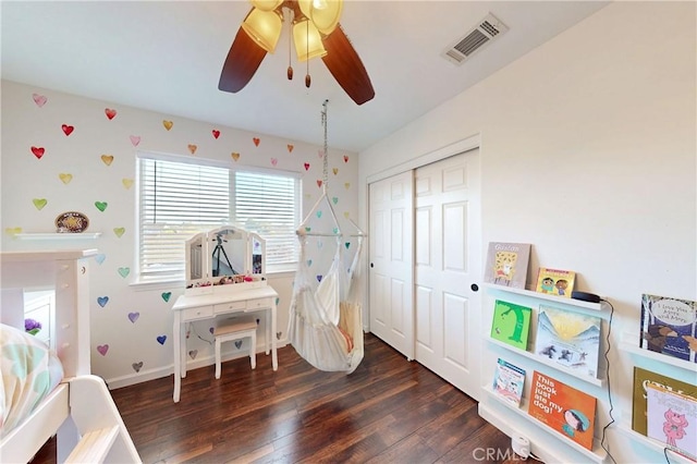200 Cyclone St, Nipomo, CA 93444 - bedroom featuring wood finished floors, a closet, a ceiling fan, and baseboards