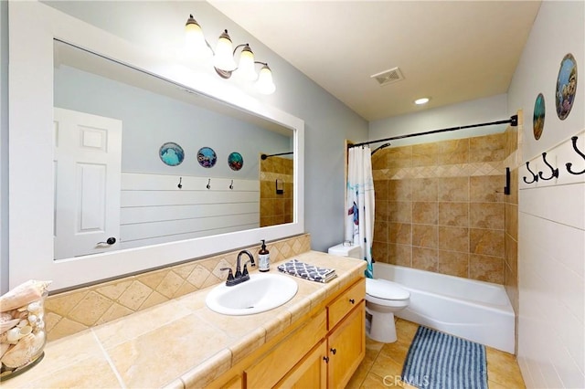 200 Cyclone St, Nipomo, CA 93444 - full bath featuring vanity, tile patterned floors, toilet, tasteful backsplash, and shower / bath combo