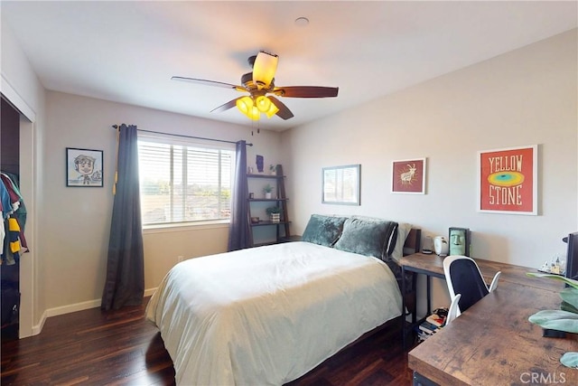 200 Cyclone St, Nipomo, CA 93444 - bedroom with dark wood finished floors, baseboards, a closet, and ceiling fan
