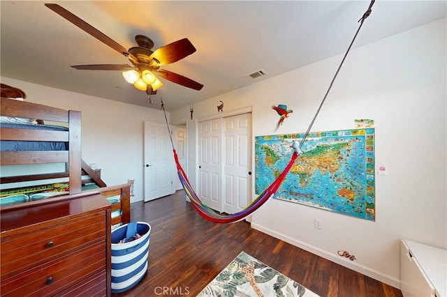 200 Cyclone St, Nipomo, CA 93444 - bedroom with wood finished floors, baseboards, ceiling fan, and a closet