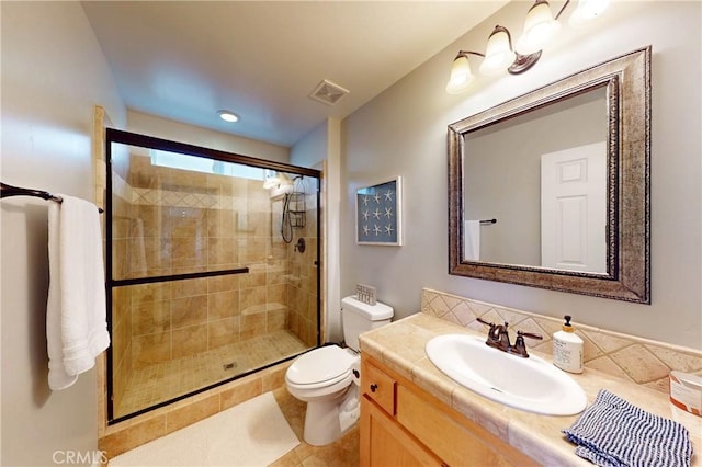 200 Cyclone St, Nipomo, CA 93444 - bathroom with vanity, toilet, a stall shower, and tile patterned flooring