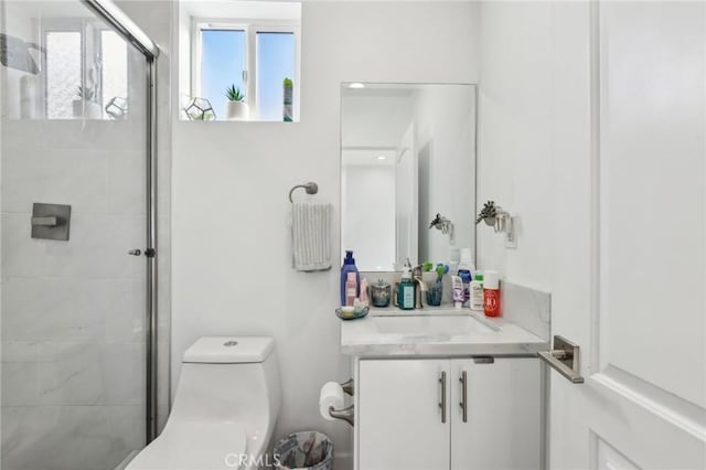 2806 Cudahy St, Huntington Park, CA 90255 - full bathroom featuring vanity, a shower stall, and toilet