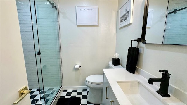11467 Tampa Ave Unit 154, Porter Ranch, CA 91326 - full bathroom featuring vanity, toilet, a shower stall, and tile patterned floors