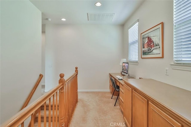 3607 Cascara Ct, Simi Valley, CA 93065 - office area with light carpet, recessed lighting, and baseboards