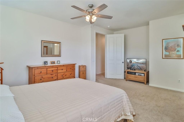 3607 Cascara Ct, Simi Valley, CA 93065 - bedroom with light carpet, baseboards, and ceiling fan