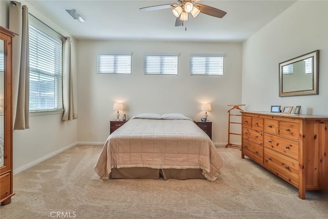 3607 Cascara Ct, Simi Valley, CA 93065 - bedroom featuring light carpet, baseboards, and ceiling fan
