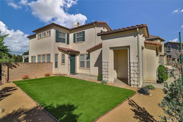 3607 Cascara Ct, Simi Valley, CA 93065 - back of house featuring stucco siding, a tiled roof, and a chimney