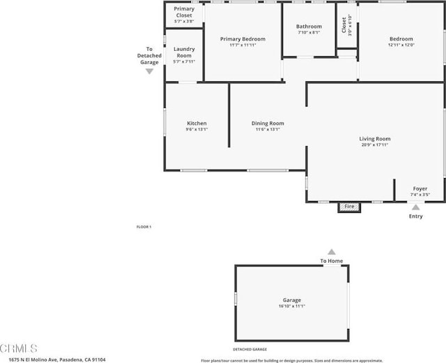 1675 N El Molino Ave, Pasadena, CA 91104 - room layout