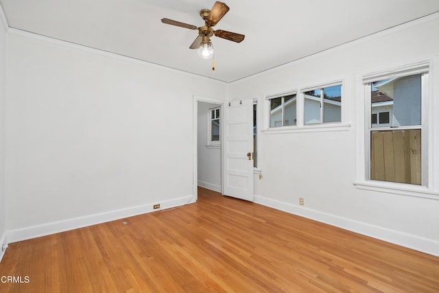 1675 N El Molino Ave, Pasadena, CA 91104 - spare room with baseboards, light wood-style flooring, ceiling fan, and crown molding