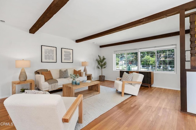 1675 N El Molino Ave, Pasadena, CA 91104 - living area with light wood-style flooring, beamed ceiling, and baseboards