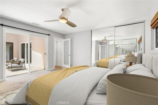 33292 Bremerton St, Dana Point, CA 92629 - carpeted bedroom featuring access to exterior, a ceiling fan, and baseboards