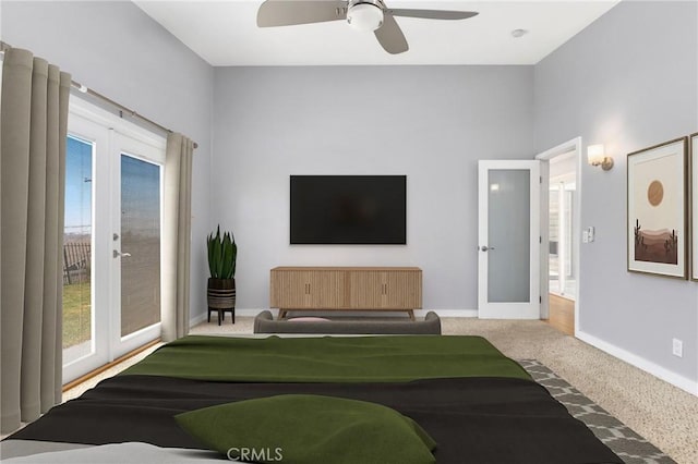 33292 Bremerton St, Dana Point, CA 92629 - carpeted bedroom with access to exterior, baseboards, and a ceiling fan