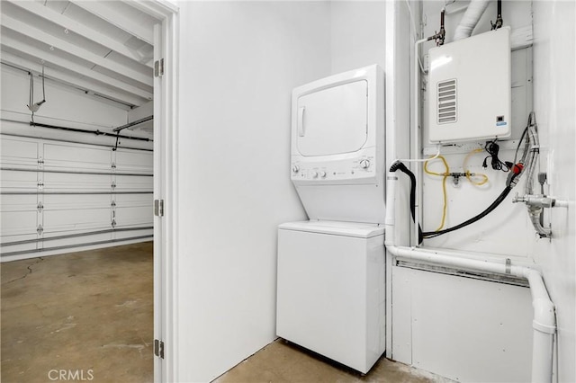 33292 Bremerton St, Dana Point, CA 92629 - washroom with stacked washing machine and dryer and water heater