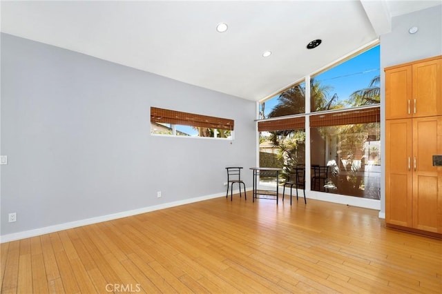 33292 Bremerton St, Dana Point, CA 92629 - empty room featuring light wood-type flooring, lofted ceiling, baseboards, and recessed lighting