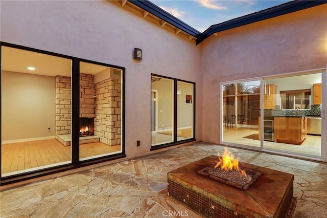 33292 Bremerton St, Dana Point, CA 92629 - view of patio featuring beverage cooler, an outdoor fire pit, and a sink