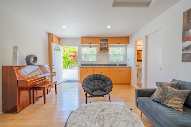 10404 Jardine Ave, Sunland, CA 91040 - living area with light wood-style flooring and recessed lighting