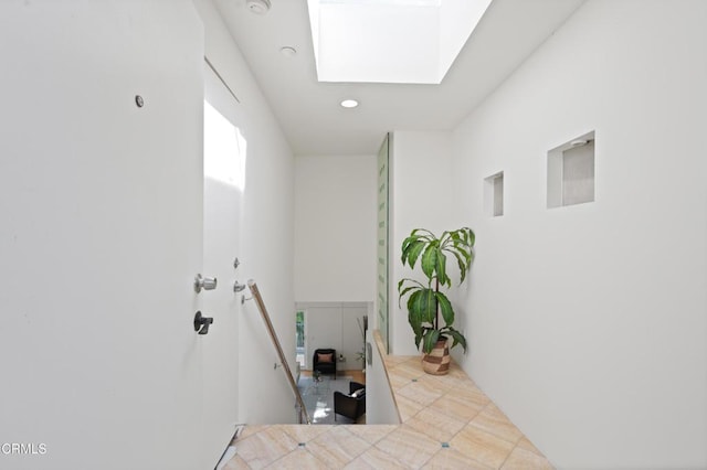 1196 Montecito Dr, Los Angeles, CA 90031 - washroom with a skylight, tile patterned floors, and recessed lighting