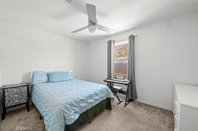 27241 Toro Vista St, Menifee, CA 92585 - bedroom featuring light carpet, a ceiling fan, and baseboards