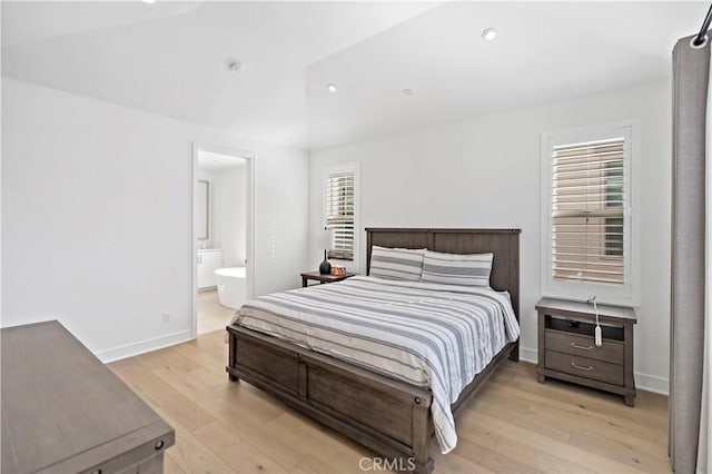 113 Imagination Trl, Irvine, CA 92620 - bedroom with light wood-style flooring, recessed lighting, baseboards, and connected bathroom