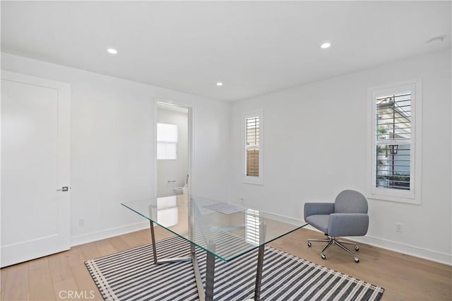113 Imagination Trl, Irvine, CA 92620 - home office with light wood-style floors, baseboards, and recessed lighting