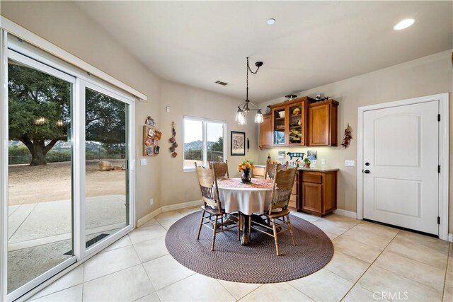 10204 Mount Olympus Valley Rd, Fallbrook, CA 92028 - dining area featuring light tile patterned floors and recessed lighting