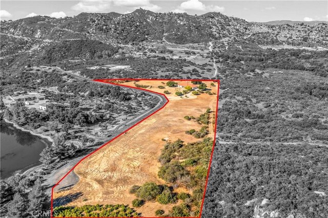 10204 Mount Olympus Valley Rd, Fallbrook, CA 92028 - aerial overview of property's location featuring mountains and property parcel outlined
