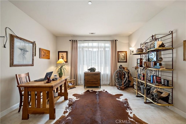 10204 Mount Olympus Valley Rd, Fallbrook, CA 92028 - home office with baseboards and tile patterned floors
