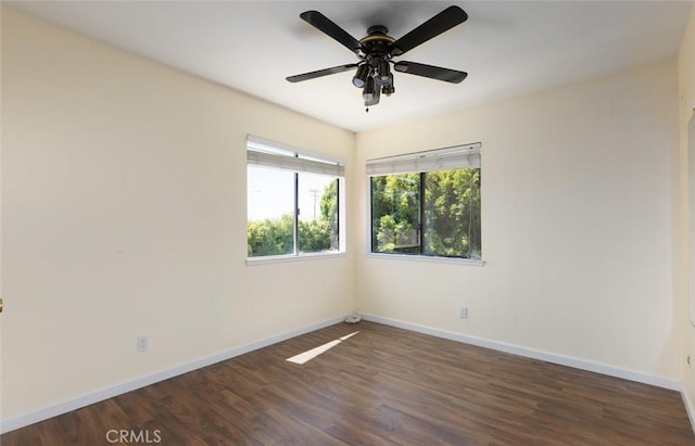 5941 E Valley Forge Dr, Orange, CA 92869 - spare room with baseboards, wood finished floors, and a ceiling fan