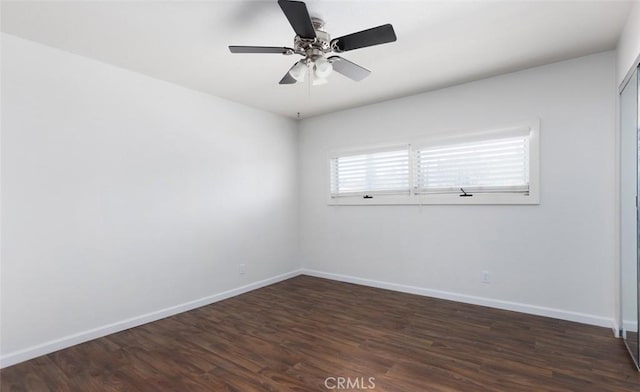 5941 E Valley Forge Dr, Orange, CA 92869 - spare room with baseboards, dark wood-style flooring, and ceiling fan
