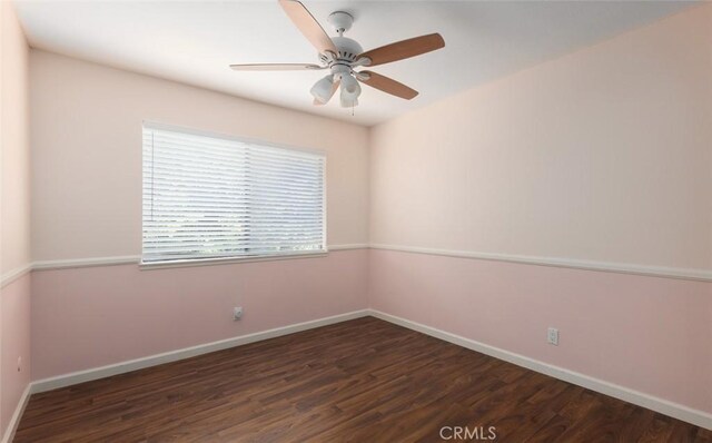 5941 E Valley Forge Dr, Orange, CA 92869 - spare room with wood finished floors, baseboards, and a ceiling fan