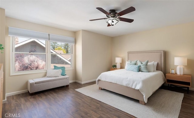 5941 E Valley Forge Dr, Orange, CA 92869 - bedroom featuring baseboards, wood finished floors, and a ceiling fan