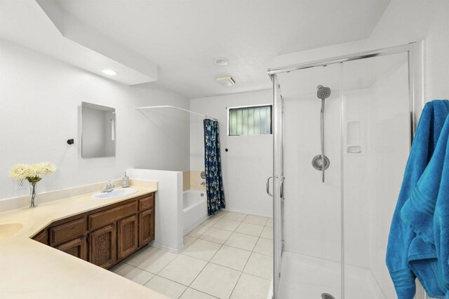2125 Prospect St, National City, CA 91950 - full bathroom featuring tile patterned floors, double vanity, and recessed lighting