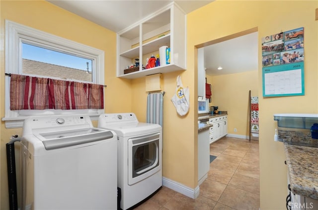 1260 Sinaloa Ave, Pasadena, CA 91104 - washroom featuring washer and clothes dryer, light tile patterned flooring, and baseboards