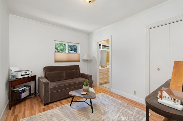 1260 Sinaloa Ave, Pasadena, CA 91104 - living area with light wood-style flooring, crown molding, and baseboards