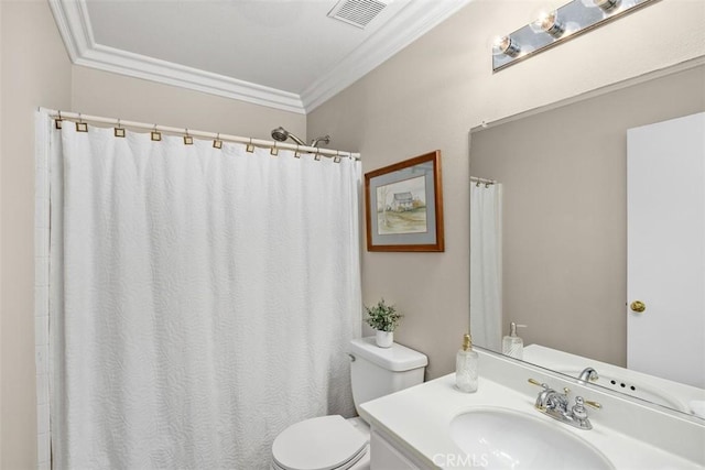32295 Via Arias, Temecula, CA 92592 - full bath with toilet, vanity, crown molding, and curtained shower