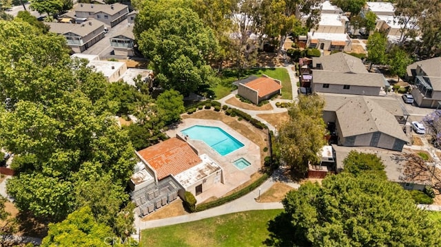 1377 Wheaton Way, Riverside, CA 92507 - aerial perspective of suburban area with a pool