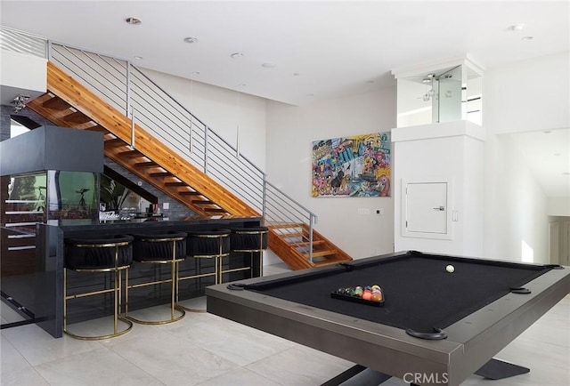 152 El Levante, San Clemente, CA 92672 - rec room with billiards table, bar area, and a towering ceiling
