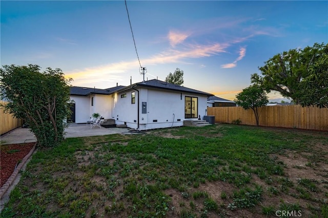 212 Oak Pl, Brea, CA 92821 - back of property featuring a patio area, stucco siding, central AC, and entry steps