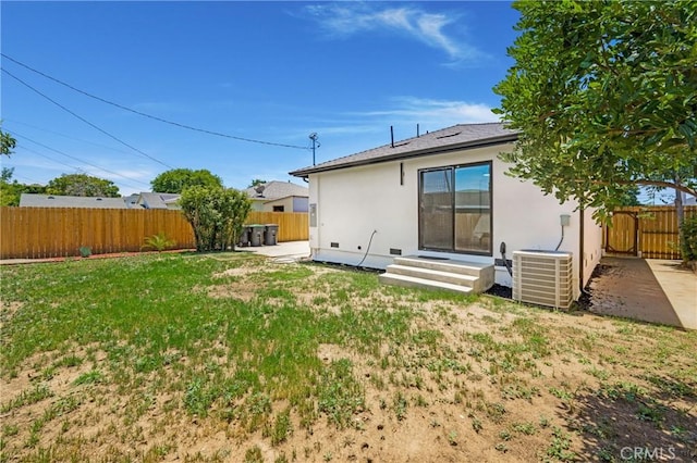 212 Oak Pl, Brea, CA 92821 - back of property with central air condition unit, stucco siding, and entry steps