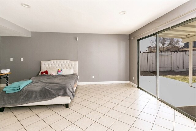38633 Angele Trumpet Ct, Palmdale, CA 93550 - bedroom with access to exterior, baseboards, light tile patterned floors, and recessed lighting