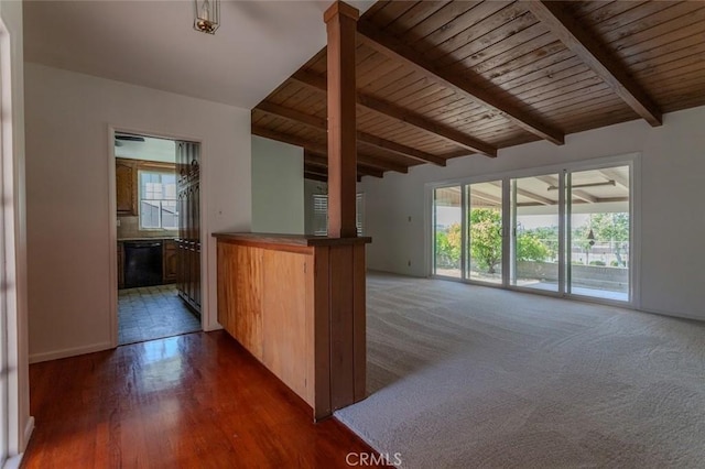 1991 Heather Dr, Monterey Park, CA 91755 - kitchen featuring dishwasher, wooden ceiling, wood finished floors, open floor plan, and baseboards