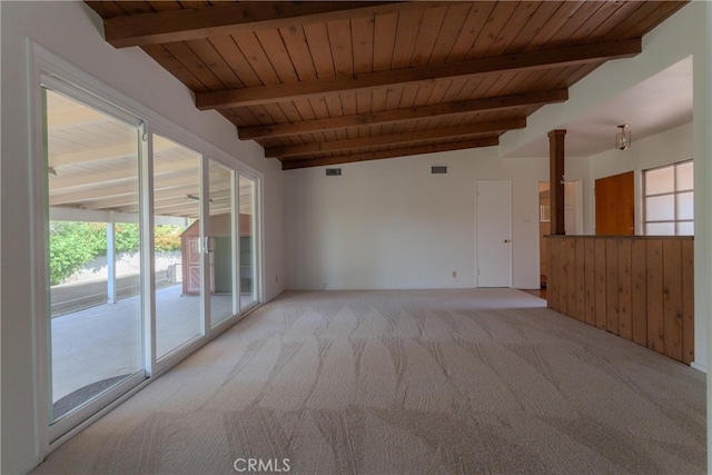 1991 Heather Dr, Monterey Park, CA 91755 - empty room with wood ceiling with exposed beams and light colored carpet