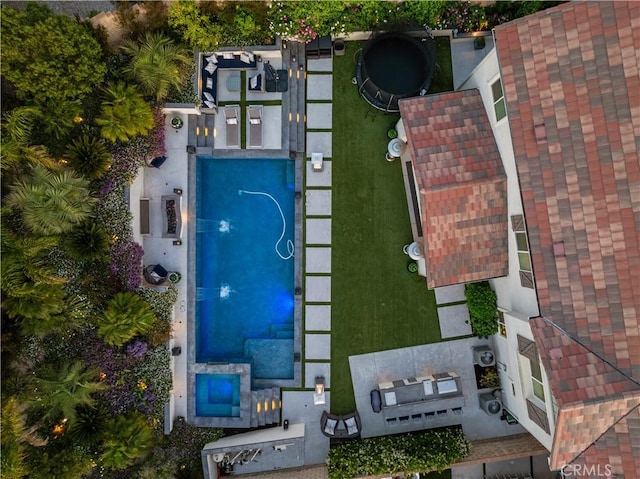 22385 Midtown Ct, Saugus, CA 91350 - drone / aerial view of a pool