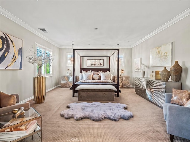 22385 Midtown Ct, Saugus, CA 91350 - carpeted bedroom featuring baseboards and crown molding