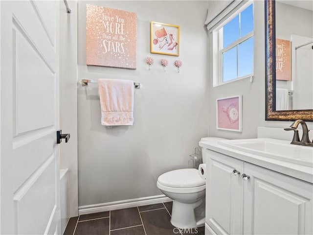 22385 Midtown Ct, Saugus, CA 91350 - bathroom featuring vanity, tile patterned floors, toilet, and a shower