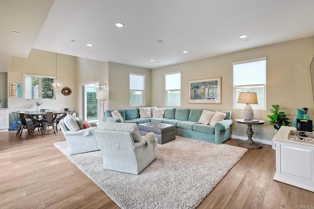 295 Chinquapin Ave, Carlsbad, CA 92008 - living area featuring light wood-type flooring, recessed lighting, and baseboards