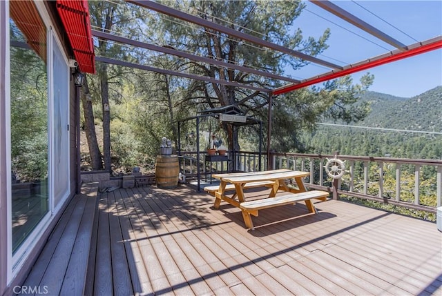 1903 Dusk Pl, Pine Mountain Club, CA 93225 - wooden terrace with a mountain view and outdoor dining area