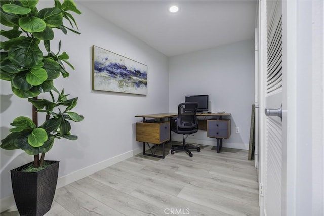 411 W Seaside Way Unit 1103, Long Beach, CA 90802 - home office with light wood-style floors, baseboards, and recessed lighting